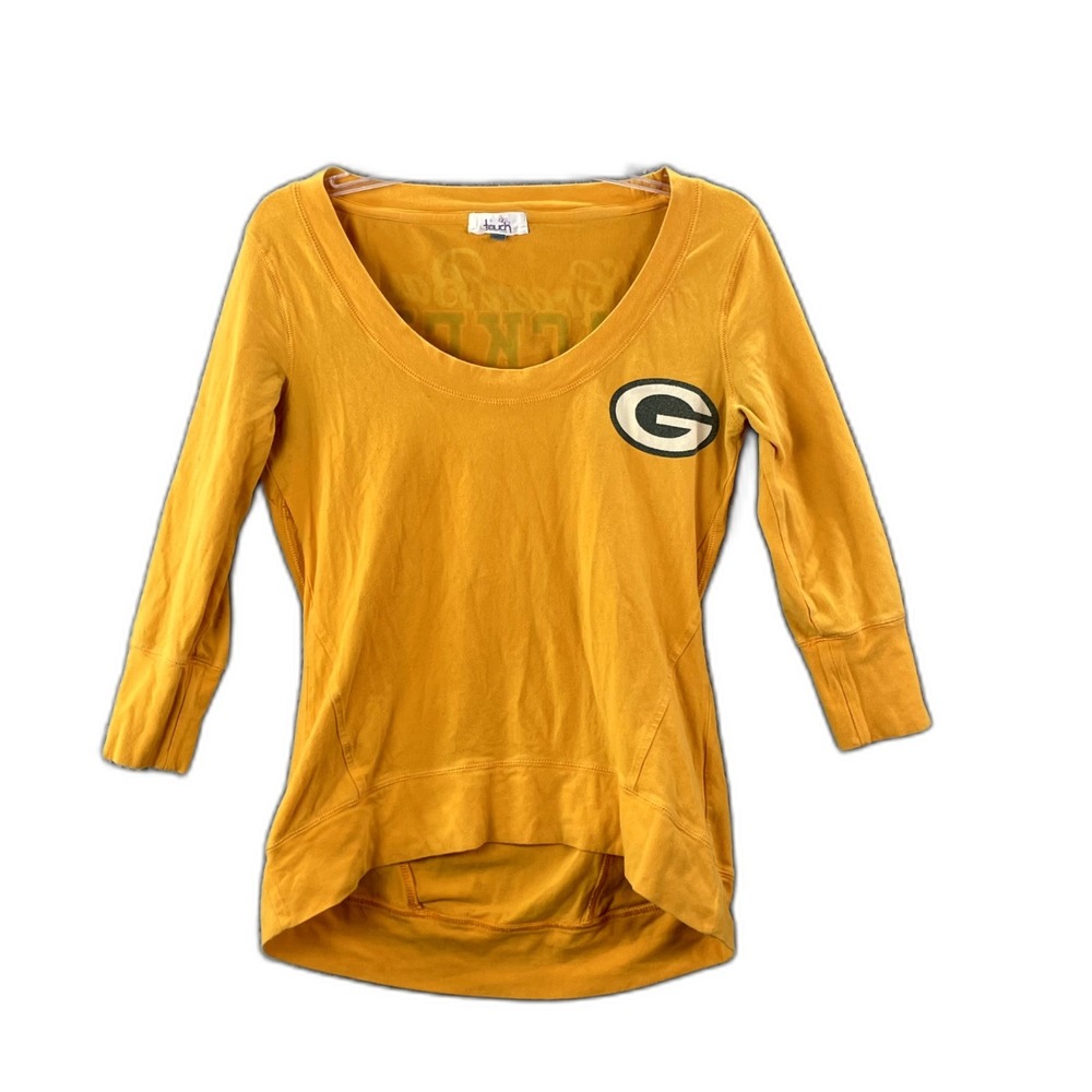 Green Bay Packers T Shirt Womens M Yellow Touch By Alyssa Milano Cotton Stretch